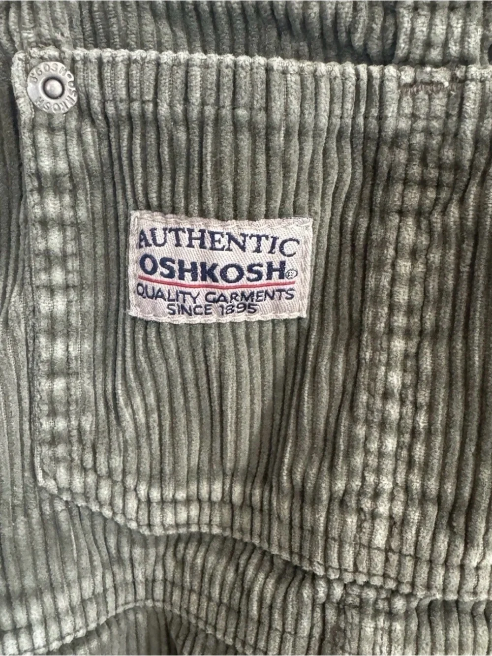 Vintage AUTHENTIC OSHKOSH B'gosh Kids Overalls, Green Corduroy 3T